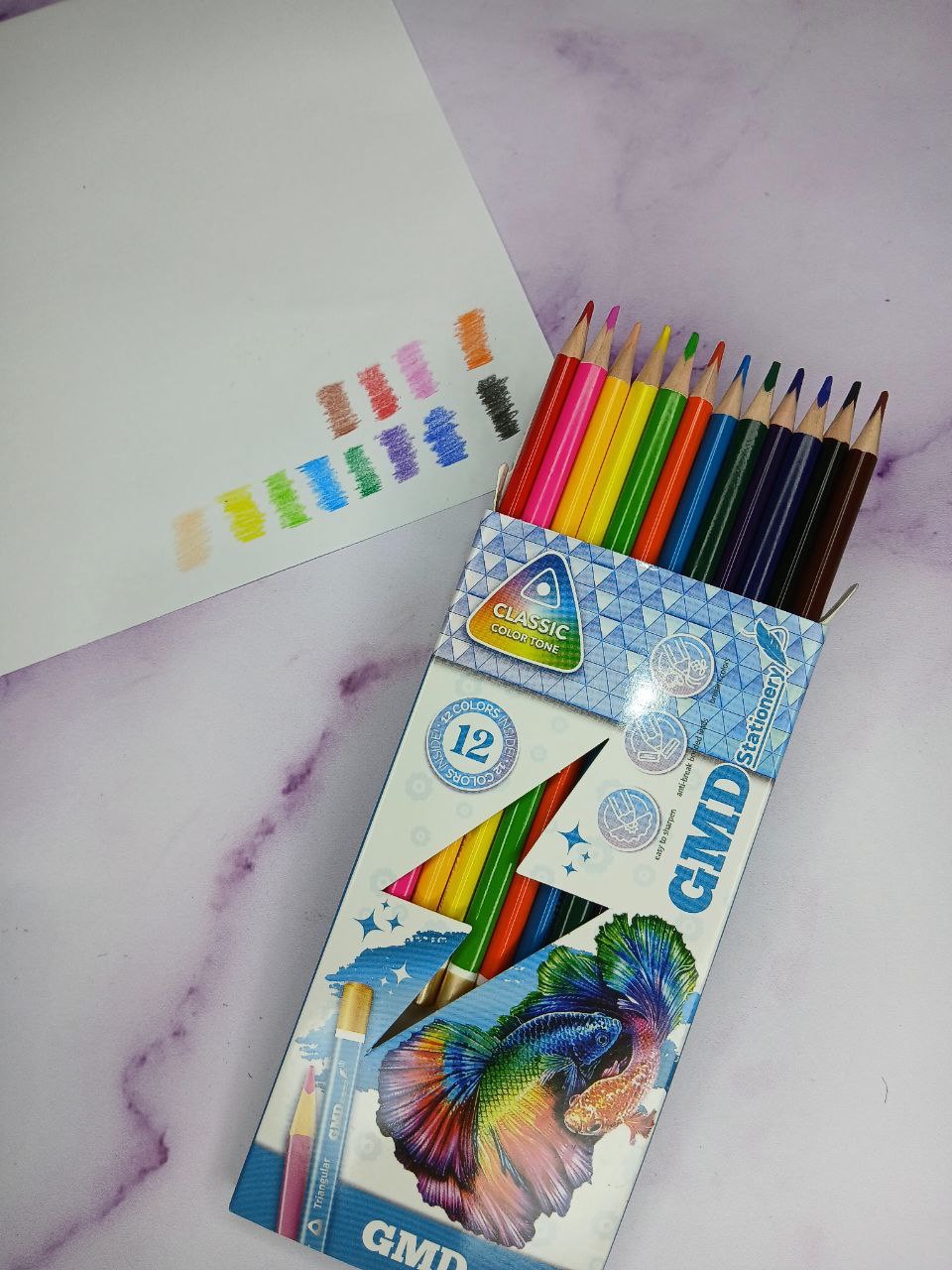 مداد رنگی جی‌ام‌دی ۱۲ رنگ 